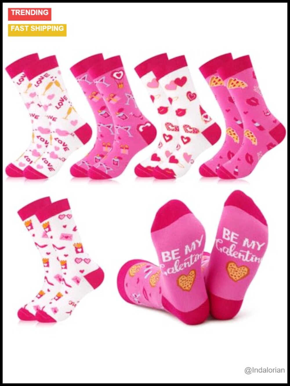 12 Pairs Heart Love Socks Cotton Blend Valentine Gift for Women